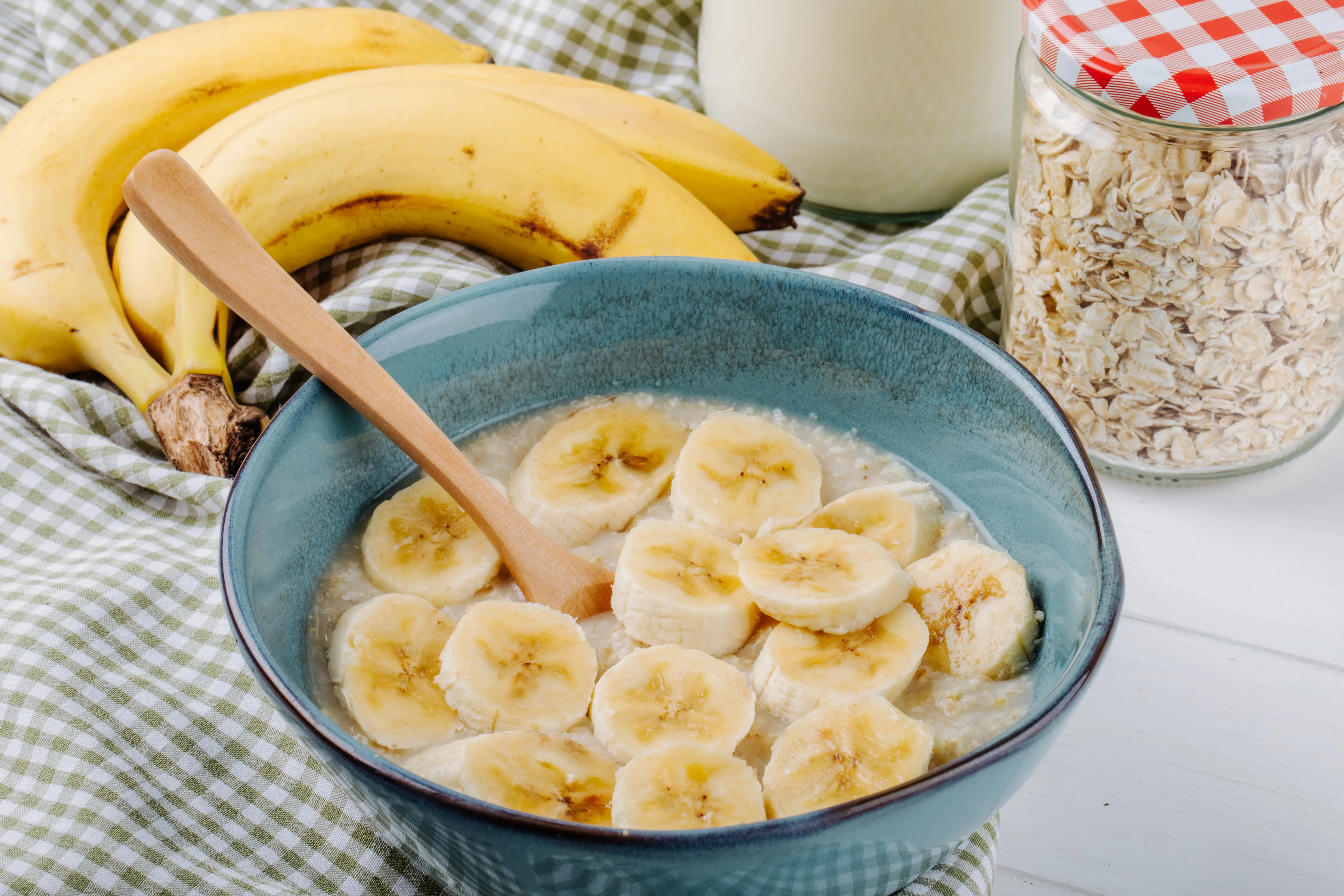 Avena cocida con plátano antes de correr