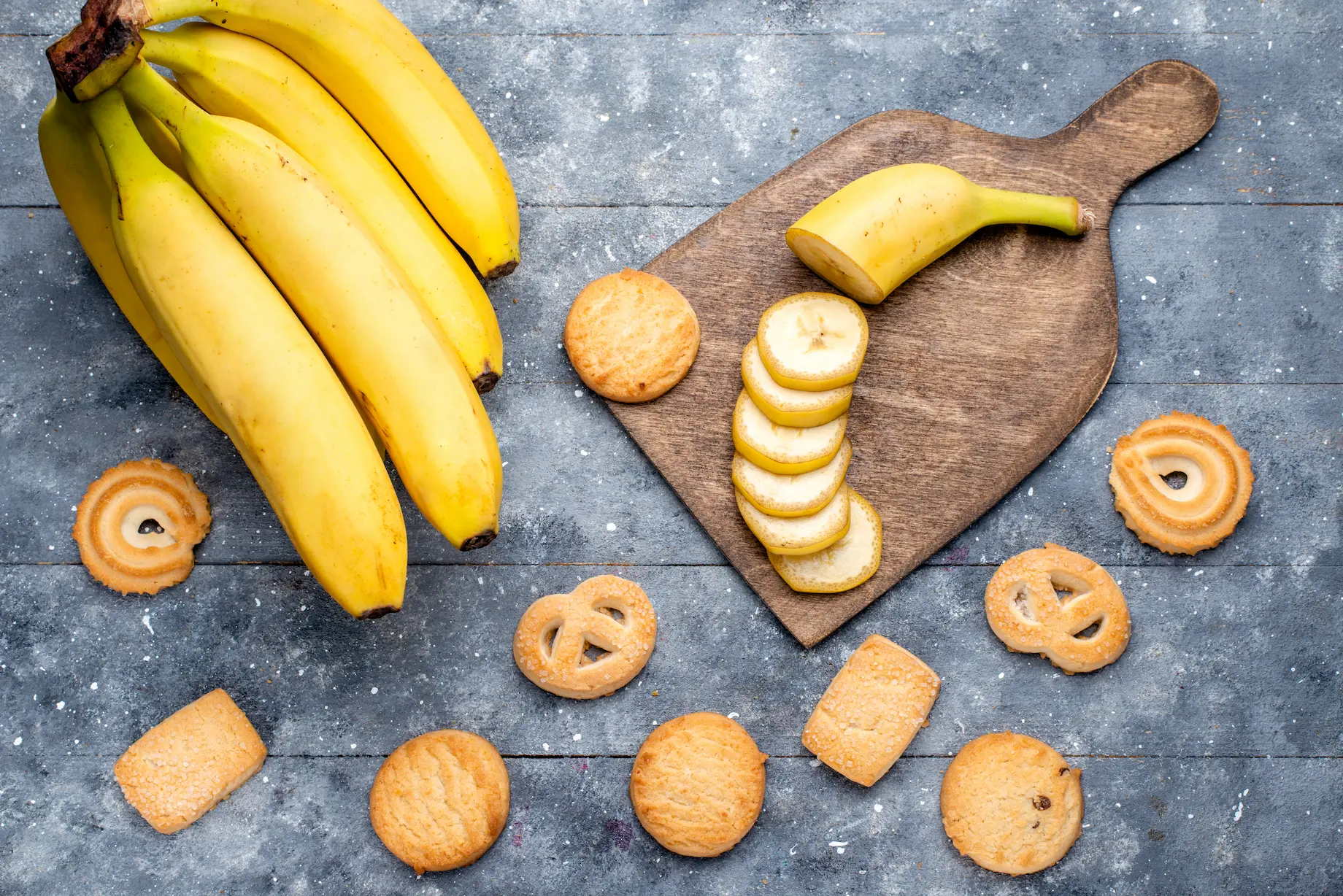Plátano con galletas antes de correr